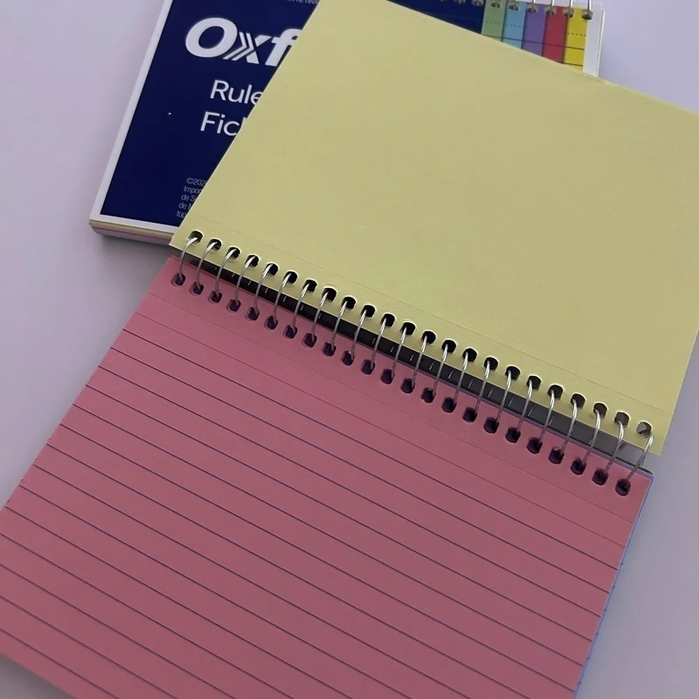 2 Oxford Spiral Ruled Index Cards, 4 x 6 Inches, Assorted Colors, 50 per Pack